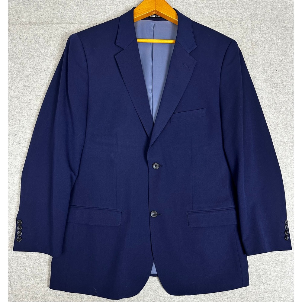 SuitShop Blazer Mens 42R Blue Stretch Modern Fit Brilliant Blue